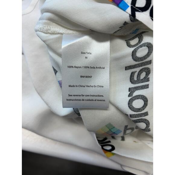 Polaroid Mens Shirt Short Sleeve Button Down Retro All-Over Graphic M White - Picture 8 of 11